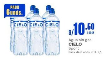 Makro Agua sin gas CIELO Sport Pack de 6 unds. x 1 L c/u oferta