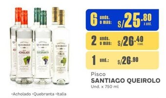 Makro Pisco SANTIAGO QUEIROLO Und. x 750 ml oferta