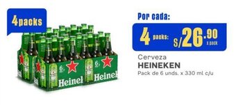 Makro Cerveza HEINEKEN Pack de 6 unds. x 330 ml x 4 packs oferta