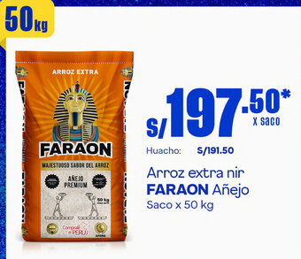 Plaza Vea Arroz extra nir FARAON Añejo Saco x 50 kg oferta