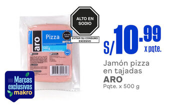 Plaza Vea Jamón pizza en tajadas ARO Pqte. x 500 g oferta