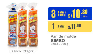 Plaza Vea Pan de molde BIMBO Bolsa x 750 g oferta