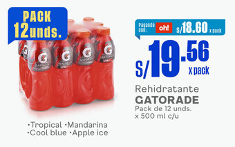 Plaza Vea Rehidratante GATORADE Pack de 12 unds. x 500 ml c/u oferta