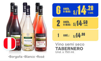 Plaza Vea Vino semi seco TABERNERO Und. x 750 ml oferta