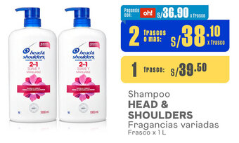 Plaza Vea Shampoo HEAD & SHOULDERS Fragancias variadas Frasco x 1L oferta
