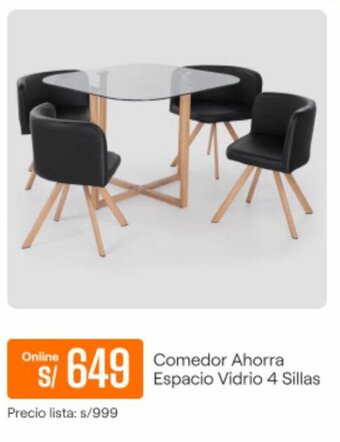 Promart Comedor Ahorra Espacio Vidrio 4 Sillas oferta
