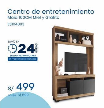 Tiendas EFE Centro de entretenimiento Maia 160CM Miel y Grafito ES104003 oferta