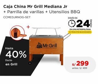 La Curacao Caja China Mr Grill Mediana Jr + Parrilla de varillas + Utensilios BBQ CCMEDJRNOG-SET oferta