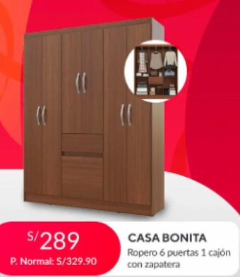 Falabella CASA BONITA Ropero 6 puertas 1 cajón con zapatera oferta