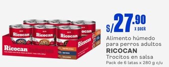 Makro Alimento húmedo para perros adultos RICOCAN Trocitos en salsa Pack de 6 latas x 280 g c/u oferta