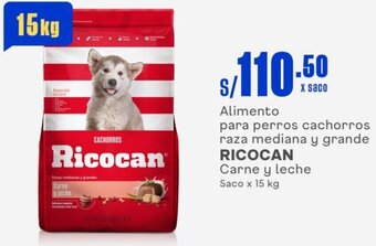 Makro Alimento para perros cachorros raza mediana y grande RICOCAN Carne y leche Saco x 15 kg oferta
