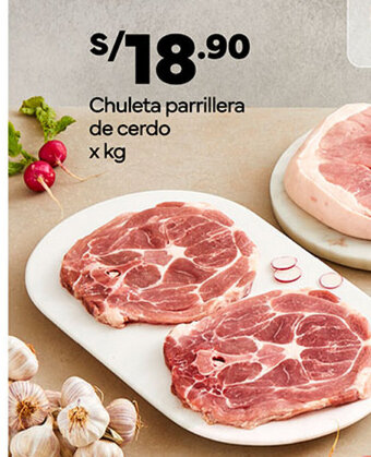 Plaza Vea Chuleta parrillera de cerdo x kg oferta