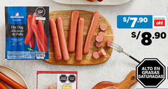Plaza Vea Hot dog ahumado de pollo SAN FERNANDO pq x 440g oferta