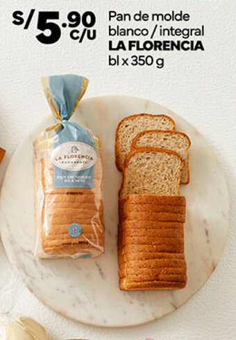 Plaza Vea Pan de molde blanco / integral LA FLORENCIA bl x 350 g oferta