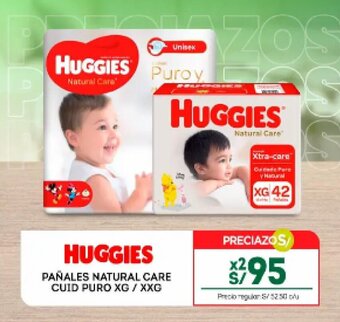 Tottus HUGGIES PAÑALES NATURAL CARE CUID PURO XG / XXG x 2 oferta