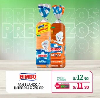 Tottus BIMBO PAN BLANCO / INTEGRAL X 750 GR oferta