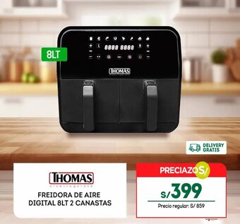 Tottus THOMAS FREIDORA DE AIRE DIGITAL 8LT 2 CANASTAS oferta