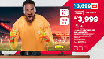 Plaza Vea LG NANOCELL 70" NAN077 THINQ AI (2023) oferta