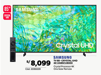 Plaza Vea SAMSUNG TV 85- CRYSTAL UHD 4K UN85CU8000 oferta