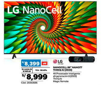 Plaza Vea LG NANOCELL 86" NAN077 THINQ AI (2023) oferta