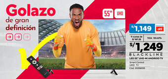 Plaza Vea BLACKLINE LED 55" UHD 4K ANDROID TV oferta