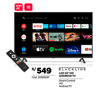 Plaza Vea BLACKLINE LED 32" HD ANDROID TV oferta