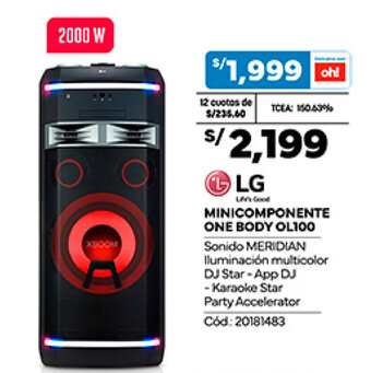 Plaza Vea LG MINICOMPONENTE ONE BODY OL100 oferta