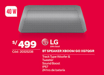 Plaza Vea LG BT SPEAKER XBOOM GO XG7QGR oferta