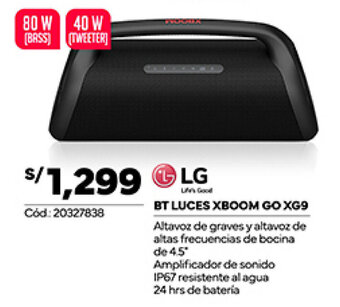 Plaza Vea LG BT LUCES XBOOM GO XG9 oferta