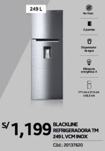 Plaza Vea BLACKLINE REFRIGERADORA TM 249LVCM INOX oferta