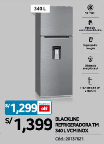Plaza Vea BLACKLINE REFRIGERADORA TM 340 LVCM INOX oferta