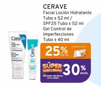 Mifarma CERAVE Facial Loción Hidratante Tubo x 52 ml/ Tubo x 52 ml/ Gel Control de Imperfecciones Tubo x 40 ml oferta