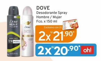 Mifarma DOVE Desodorante Spray Hombre / Mujer Fco. x 150 ml x 2 oferta