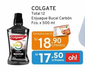 Mifarma COLGATE Total 12 Enjuague Bucal Carbón. Fco. x 500 ml oferta