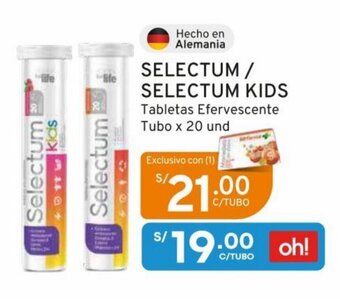 Mifarma SELECTUM / SELECTUM KIDS Tabletas Efervescente Tubo x 20 und oferta