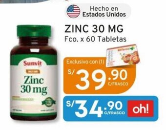 Mifarma ZINC 30 MG Fco. x 60 Tabletas oferta