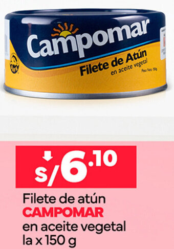 Plaza Vea Filete de atún CAMPOMAR en aceite vegetal la x 150g oferta