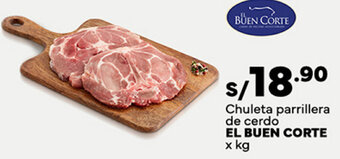 Plaza Vea Chuleta parrillera de cerdo EL BUEN CORTE x kg oferta