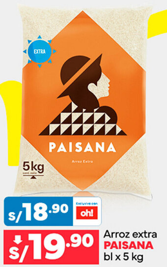 Plaza Vea Arroz Extre PAISANA bl x 5kg oferta