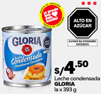 Plaza Vea Leche condensada GLORIA la x 393g oferta