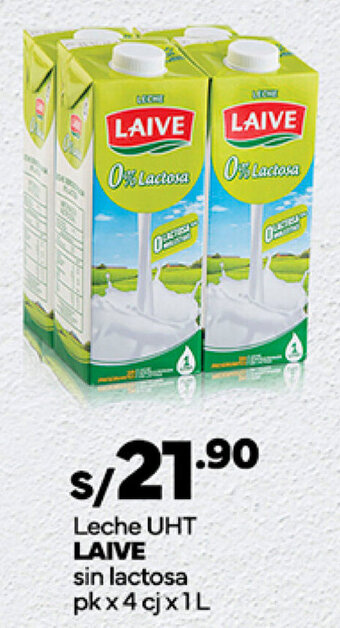 Plaza Vea Leche UHT LAIVE sin lactosa pk x4 cjx1L oferta