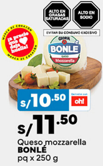 Plaza Vea Queso mozzarella BONLÉ pq x 250g oferta