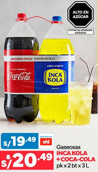 Plaza Vea Gaseosas INCA KOLA pk x 2 bt x 3L oferta