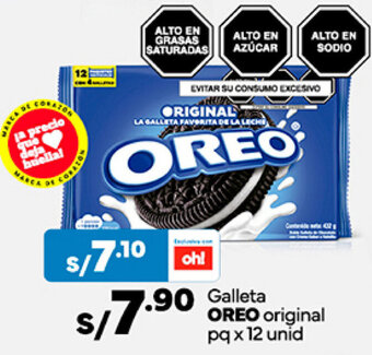 Plaza Vea Galleta OREO original pq x 12 unid oferta