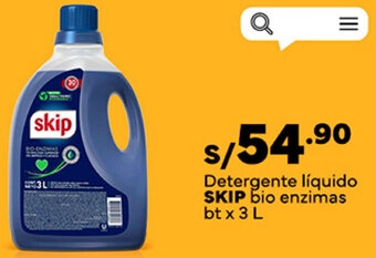 Plaza Vea Detergente líquido SKIP bio enzimas btx 3 L oferta