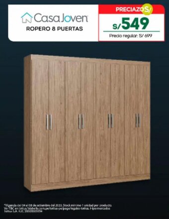 Tottus Casa Joven ROPERO 8 PUERTAS oferta