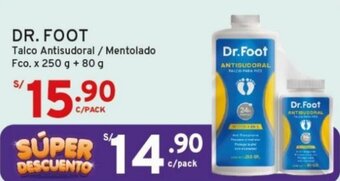 Mifarma DR. FOOT Talco Antisudoral / Mentolado Fco x 250 g + 80 g oferta