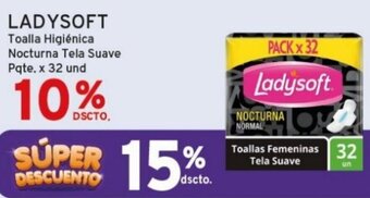 Mifarma LADYSOFT Toalla Higiénica Nocturna Tela Suave Pqte x 32 und oferta