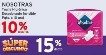 Mifarma NOSOTRAS Toalla Higiénica Desodorante Invisible Pqte. x 10 und oferta