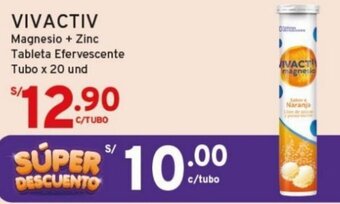 Mifarma VIVACTIV Magnesio + Zinc Tableta Efervescente Tubo x 20 und oferta